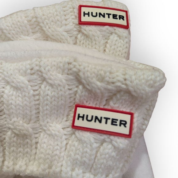 Hunter Boot Liner Socks Cable Knit Fleece Cream Off White Large 8-10 W, 7-9 M - Picture 6 of 9